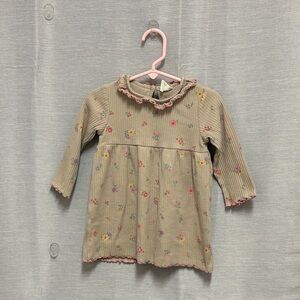 H&M Floral Ribbed Long Sleeve Baby Dress Sz 12M